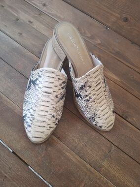 GIBSON LATIMER Joury Goat Leather Snakeskin Animal Print Mules Women's Size 8M